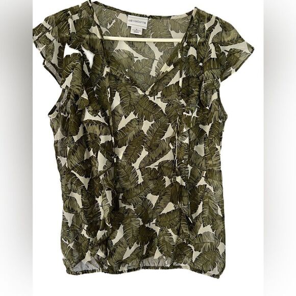 NWOT. Liz Claiborne V Neck with ties / tassels sheer  blouse. Size M - Picture 1 of 9